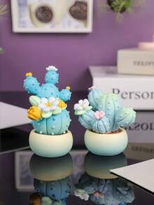 1 件简约创意家居装饰仙人掌雕像，可爱迷你仙人掌桌面装饰，适用于家庭、办公室、汽车、学校用品、返校