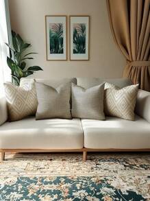 4 fundas decorativas para almohadas, con patrón geométrico, 100% fibra de poliéster hipoalergénica, material de lino vintage, cierre con cremallera oculta, lavable a máquina, diseño minimalista y moderno de líneas, cierre con cremallera, fundas de almohada decorativas para sofá, sala de estar, dormitorio, sin relleno de almohada