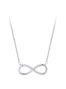 1件925纯银无限符号心形吊坠项链，女士款，镶嵌璀璨透明立方氧化锆，精致珠宝 - 銀色 - 查看 1