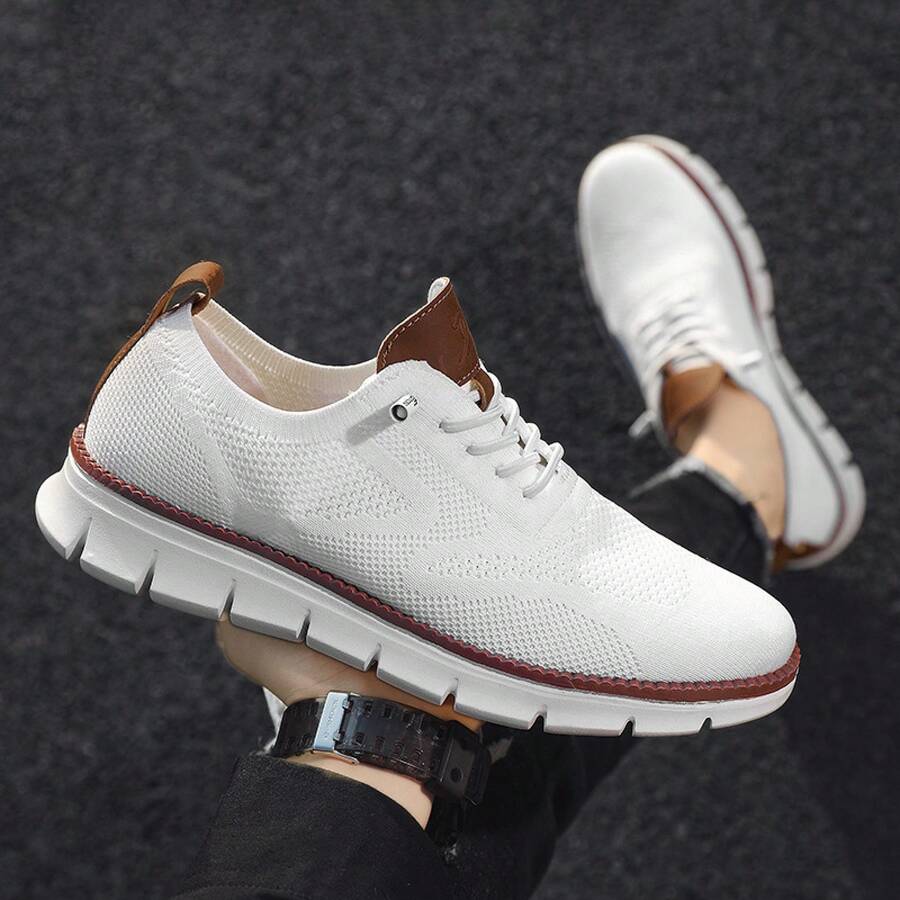Plus Size Men's Shoes Breathable Mesh Breathable Casual Shoes Sports Men's Sports Casual Shoes - 白色 - 查看 1