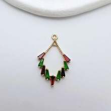 1 pieza/2 piezas/4 piezas Colgante con forma de rombo enchapado en latón vintage con circonita cúbica, suministros de artesanía de joyería DIY para pendientes