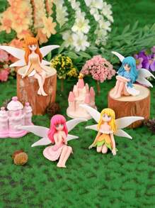 4 piezas Accesorios de mini jardín de hadas, estatua pequeña de hada, jardín de hadas, maceta, vara de jardín, decoración del hogar, decoración de cumpleaños, estatua de niña con alas, 4 piezas, mini estatua de hada - 4 pequeñas decoraciones de hada de resina, estatua de hada DIY, accesorios de decoración de paisaje en miniatura para maceta de bonsái, decoraciones para el Día de San Valentín