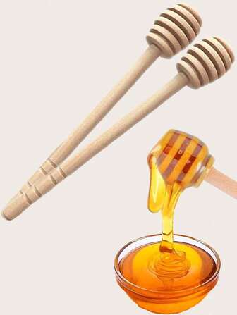 2 Pieces Wooden Honey Spoon, Simple Wooden Honey Stirrer For Baking, Cooking