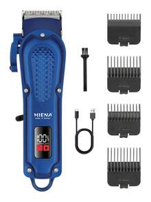 HIENA 男士两件套电动无线理发器套装，三种颜色可选，LED 显示屏，T 型刀头剃须刀，方便商务旅行，适用于美发沙龙，最佳父亲节礼物 - 彩色 - 查看 6