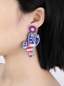 1Pair Of American Flag Colored PU Leather Earrings Drop Earrings For Women Girl For American Party Independence Day United States Presidential Election Vote Accessories Jewelry