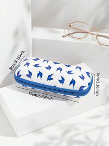 1 pièce Étui à lunettes à fermeture éclair avec imprimé d'origami conque, étoile de mer et coquille bleue océan pour hommes. Convient pour les lunettes de soleil et les lunettes de prescription