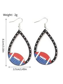 1 Paar tropfenförmige Holz-Ohrringe, Hängeohrringe für Frauen und Mädchen als Accessoire und Schmuck für den amerikanischen Unabhängigkeitstag