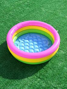 1pc Inflatable Circular Rainbow Color Swimming Pool, Thickened Family Swimming Pool, Suitable For Outdoor, Garden, Backyard, Summer Water Party, Beach Essentials, Beach Accessories, Pool Float - Multicolor - View 2