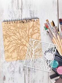 4pcs Tree & Wood Grain Stencils - Reusable, Flexible Art Templates For Painting On Wood, Walls, Canvas | 11.8" Transparent Plastic Crafting Tools, Exture, Mixed Media, Cubist,Back To School,School Supplies