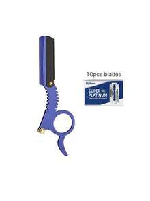 1pc Vintage Manual Thumb Razor, Customizable Laser Engraved Personalized, Includes 10 Blade Refills, Men Shaving Razor Christmas Beauty Accessories