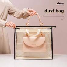 6 piezas de bolsas protectoras de polvo transparentes y no tejidas para bolsos, organizador de almacenamiento de bolsos con cremallera y asa, bolsa colgante para el armario, accesorios para bolsos