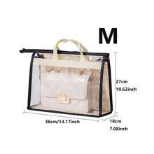 6 piezas de bolsas protectoras de polvo transparentes y no tejidas para bolsos, organizador de almacenamiento de bolsos con cremallera y asa, bolsa colgante para el armario, accesorios para bolsos