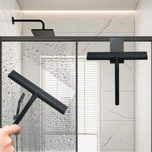 1pc Silicone Squeegee With Hook , Handheld Shower Squeegee, Glass Wiper, Shower Door Squeegee For Window Cleaning Tool, Shower Water Removal Scraper For Shower Door, Window, Bathroom, Mirrors And Car Glass, Multi-Functional Wiper, Cleaning Supplies Home Bathroom Decor Fall Decor Back To School - Black - View 11