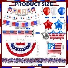 57 Pcs 4th Of July Parade Golf Cart Decoration Kit Red White And Blue Golf Cart Supplies Independence Day Burlap Bunting Flag Tinsel Garland Balloons Decor For Memorial Day Patriotic Party - 1 - View 5