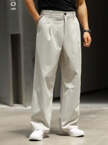 1 pieza Pantalones de estilo casual minimalista y de vanguardia, de corte holgado con pliegue simple y cintura semielástica, aptos para ocasiones como Día de Acción de Gracias, Día de San Valentín, Navidad, Día del Maestro, Carnaval, Pascua, Ramadán, Año Nuevo, Día de la Independencia, Día del Trabajo, Eid al-Fitr, Día de San Patricio, Año Nuevo Chino, Día del Padre