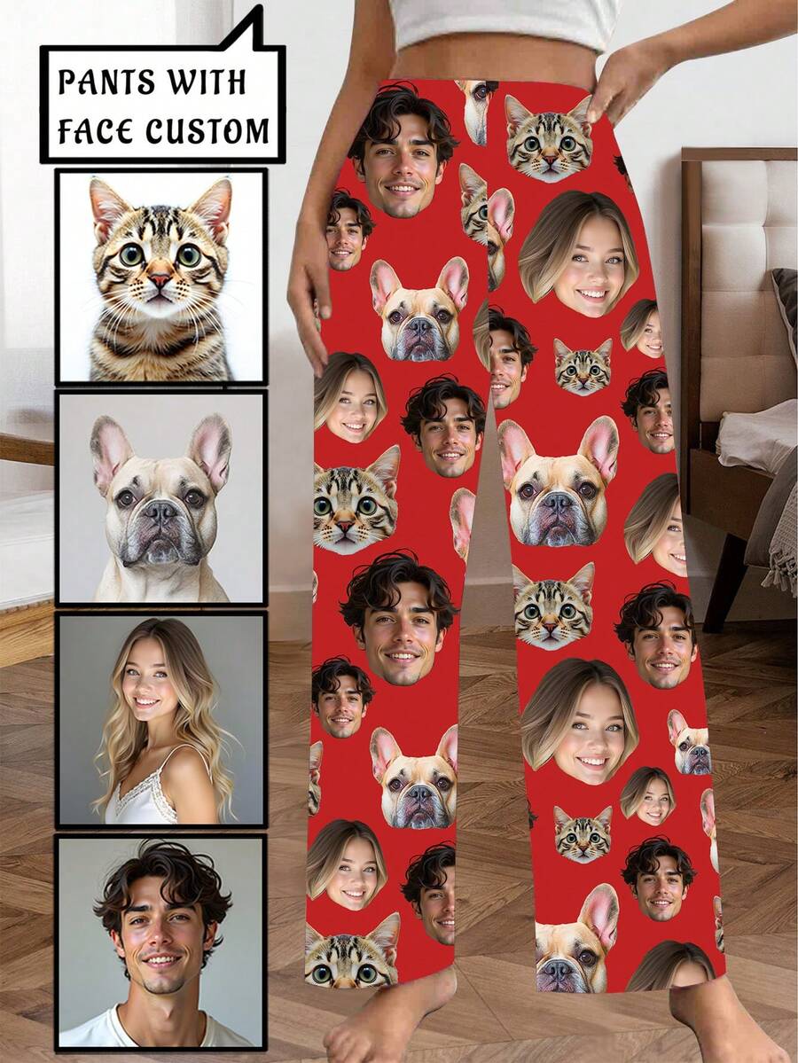Printstory Customized Women's Pajamas, Personalizable With Any Pattern, Suitable As A Unique Gift For Family And Friends, Perfect For Holiday Parties - Burgundy - View 1