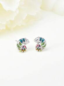 1 Coppia Di Orecchini A Perno Argento Con Camaleonti Carini, Orecchini Semplici E Di Moda Ipoallergenici Per Uso Quotidiano, Regalo Di Compleanno Per Le Donne