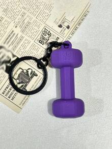 1PCS/3PCS/4PCS 简约时尚迷你健身系列钥匙扣硅胶举重杠铃片哑铃吊坠学校汽车配件可爱哥特 Y2k - 彩色 - 查看 19