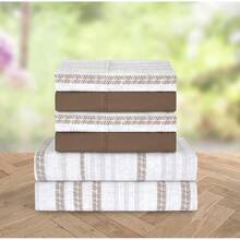 Elegant Comfort, Softest, Coziest 6-Piece Sheet Sets! 1500 Hotel Quality Luxurious Wrinkle Resistant Damask Stripe Bed Sheet Set, Black - Bedding 2025 - 崔西.萊寧 - 查看 3