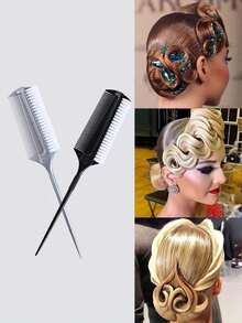 1pc/2pcs Hair Brush Brush For Combining Makeup And Hair Comb,Brush For Latin Dance Hairstyles And Smoothing Hair With Pointed Tail Comb And Row Hairbrush Casual ,Hair Styling Tools ,Hair Styling Kit ,Hair Accessories For Barber Salon Beauty Travel Essential Hair Products,Hair Cares,Hair Accessories - Black - View 4