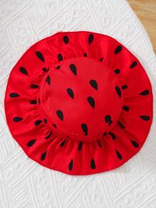 Set de 2 piezas vestimenta de verano para bebés niñas con mono informal y gorro con estampado de sandía