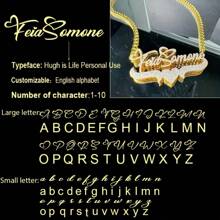 Personalisierte zweischichtige glänzende Namenskette - Edelstahl 3D-herzförmiger Anhänger mit Strass, personalisierter matter Buchstaben Schmuck Geschenk für sie, Mutter, Jahrestag, Muttertag, Hochzeitsaccessoires | Vergoldete Kette