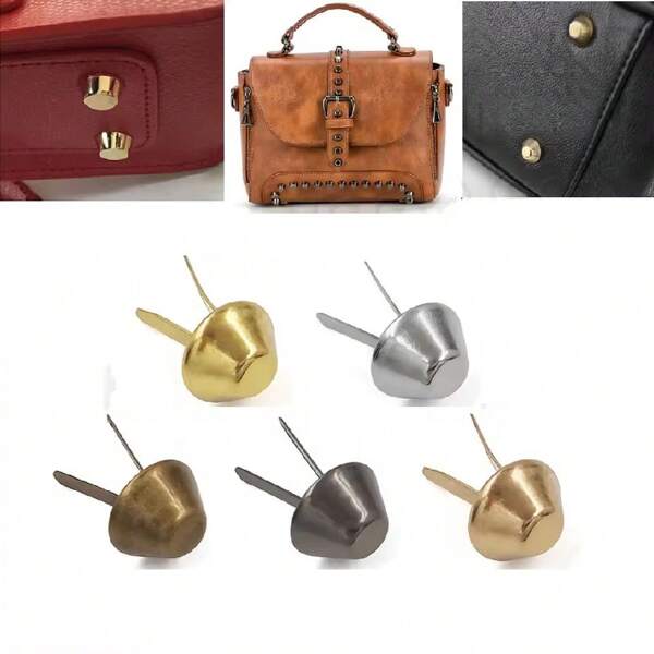 50/100pcs/Pack Two-Legged Feet Pierced Rivet Stud Spike Spot Nail For Leather Craft Bag Handbag Purse Bottom Protecting DIY Repair