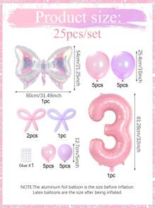 Set de 25/26 globos con forma de lazo transparente arcoíris, incluye lazos de mariposa de foil láser transparente de colores, globos de números 1-18 en rosa pastel, globos de látex en rosa perla y morado, para decoración de mariposas, cumpleaños, San Valentín, fiesta de cumpleaños familiar, boda, sesión de fotos, fiesta de cumpleaños de princesa, despedida de soltera, aniversario, té, fiesta temática de ratón rosa y negro, decoración de cumpleaños rosa