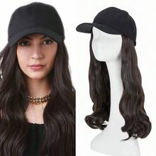 16inch/40cm Baseball Cap With Curly Hair Extensions Hat Wig Hairstyle For Women Adjustable Hat With Synthetic Wig Attached Long Wavy Hair Black Baseball Cap Hat Wig Easy Wear Blonde Brown Black Removable Hairpiece Halloween Christmas Party Daily Use - 彩色 - 查看 14