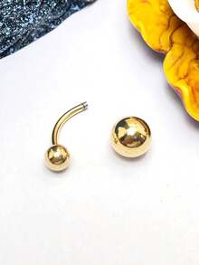 1 件简约不锈钢肚脐环，时尚球形身体首饰肚脐环 - gold - 查看 2