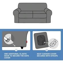 Cushion Sofa Cover 4 Piece Slipcovers, Soft Thick Velvet Couch Cover For Living Room, Washable High Stretch Furniture Protector With 3 Cushion Slipcover, (Sofa, Grey) - Taupe - View 11