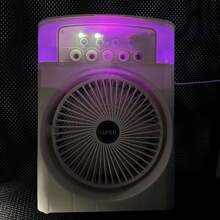 1 pieza Ventilador eléctrico multifuncional pequeño con pulverizador humidificador, de alto flujo de aire, para escritorio, estudiantes, dormitorios u oficina