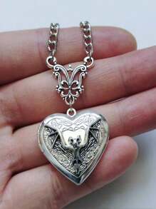 1 Piece Sweet Goth Harajuku Aesthetic Forever Heart Pendant Necklace For Women Girls Y2k Vintage Punk Jewelry Accessories Valentines,Mom,Mother,Mother's Day,Gift