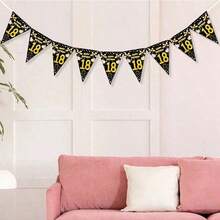 1 件生日快乐纸质横幅 18 21 30 40 50 60 70 80 90 岁生日派对装饰成人黑金周年派对用品拍照道具 - 彩色 - 查看 5