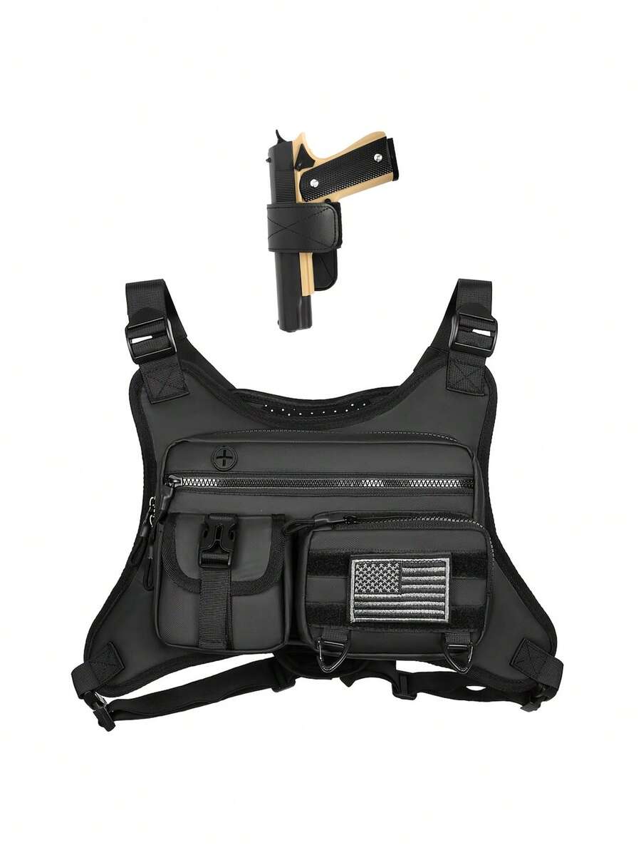 Men's Outdoor Tactical Vest Bag, Functional Casual Personalized Messenger Bag, Ins Style Chest Bag, Sports Chest Pack, Christmas Gift For Men