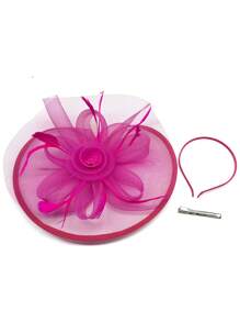 1 Stück Faszinator für Frauen, Teepark Kopfband Hut, Blumengewebe Federn Kopfbedeckung Haarclip für Hochzeit