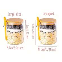 1/2pcs Transparent Glass Breakfast Jars With Bamboo Lids & Spoon, Layered Yogurt Cups With Spoon Holder, Reusable Overnight Oats Containers - Perfect For Yogurt, Oatmeal, Smoothie Bowls, Desserts & Snacks, Ideal For Meal Prep, Office Lunch, Travel, Leak-Proof Design Keeps Food Fresh, Easy To Clean, Essential For Health-Conscious People