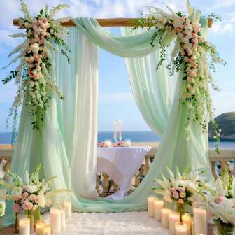Wedding Arch Curtain Fabric, 1 Piece Pack 160cm X 300cm/600cm/800cm, Curtain Transparent Background Curtain For Wedding Ceremony Party Ceiling Decoration