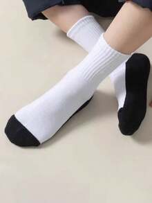 10 Pairs Classic Sports Style Student Socks, Suitable For Boys & Girls Aged 1-16, All Seasons, Crew Neck Design, Easy To Wash - Multicolor - View 3