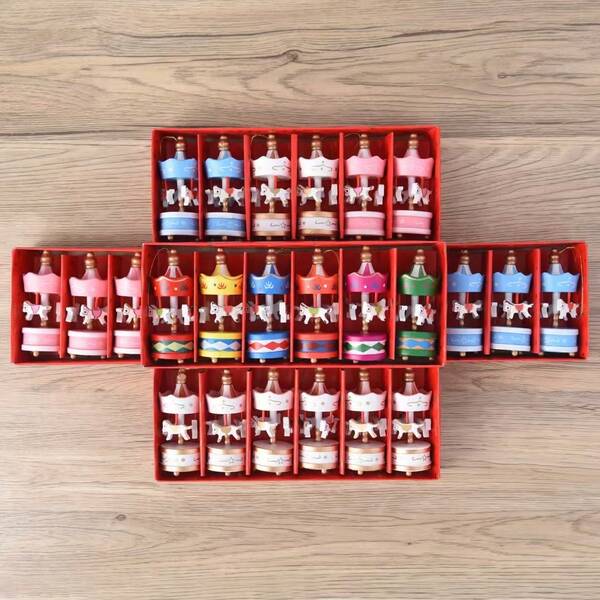 6pcs Mini Rotating Carousel Ornaments, Christmas Decor, Birthday Gift, Travel Souvenir, No Battery Required