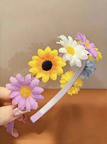 3 piezas Diadema floral para niñas, estilo campestre para vacaciones, adecuada para atuendos