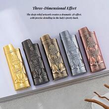 1 件/2 件金属打火机盒，3D 浮雕性感女士图案，耐用抗压防摔保护套，紧密贴合 BIC J6 打火机，是送给吸烟者、父亲、丈夫、男朋友、节日的完美礼物 - 不含打火机