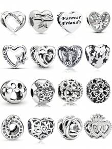 1Pc Valentine's Day Gift Love Series Love Bow Eternal Love Beads Charm For Snake Bracelet Necklace Key Chain Silver Pendant Beads Diy Jewelry Making Anniversary Christmas Gifts To Girl Lovers