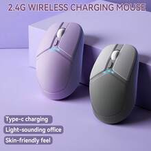 无线2.4G鼠标，三档速度可调（800-1200-1600），配备灯光音调按键，电量显示及自适应休眠，外观精美，人体工学设计，节日礼品办公用品 - 彩色 - 查看 3