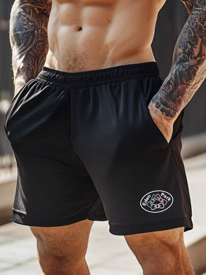 Pantalones cortos deportivos de unicolor para hombre con cordón y bolsillos, ligeros y cómodos para deportes de verano y uso casual, estilo novio. Pantalones cortos casuales con estampado degradado y letras para hombre, ropa de gimnasio.