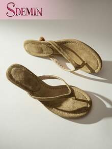 SDEMIN Neue Sommer Damen Pantoletten Einfarbig, elegante Urlaubsschuhe, lässige Strandhohe Absatz Sandalen, modische Slip-On Absätze für Kleider