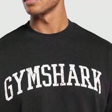 Gym Shark Combed Cotton Breathable Fitness Sports Short Sleeve - màu đen - Xem 1
