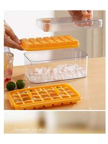 1 Set A Key To Take Off The Mold Ice Compartment Ice Storage Box Double Layer Press Ice Box Single Square Ice Cube Mold Household Storage Box