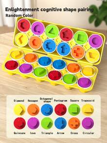 Brinquedos inteligentes em formato de ovo, brinquedos cognitivos Montessori para educação infantil, reconhecimento de cores e padrões, presente adequado para meninos e meninas (cor aleatória) - Multicolorido - Ver 7
