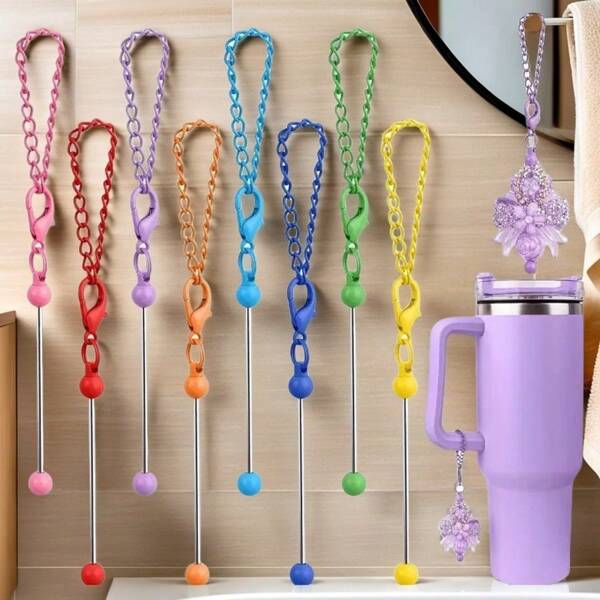 10pcs Hot-Selling Multi-Color Keychains Phone Straps Carabiners Random Decoration DIY Jewelry Craft Making Beads Materials Package